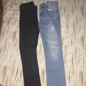 Black and blue skinny jeans